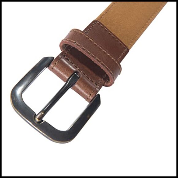 Canvas Duck Belt with Antique Brass Buckle, Top-Stitched Seam main image 5